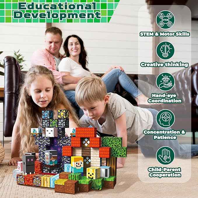 100 PCS Magnetic Blocks - Magnetic Building Blocks, Stacking Magnets for Kids, Sensory Toy for STEM Montessori Sensory Toys for Kids 3+ Boys and Girls Christmas Birthday Gifts