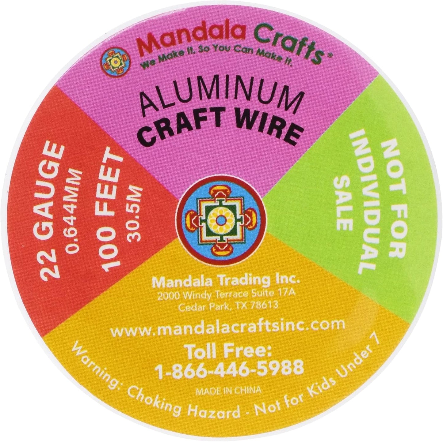 Mandala Crafts 22 Gauge Anodized Aluminum Craft Wire for Jewelry Making - 400 FT Colored Flexible Neutral Wire - Bendable for Bonsai Armature Crafting Sculpting - Crafty Corner