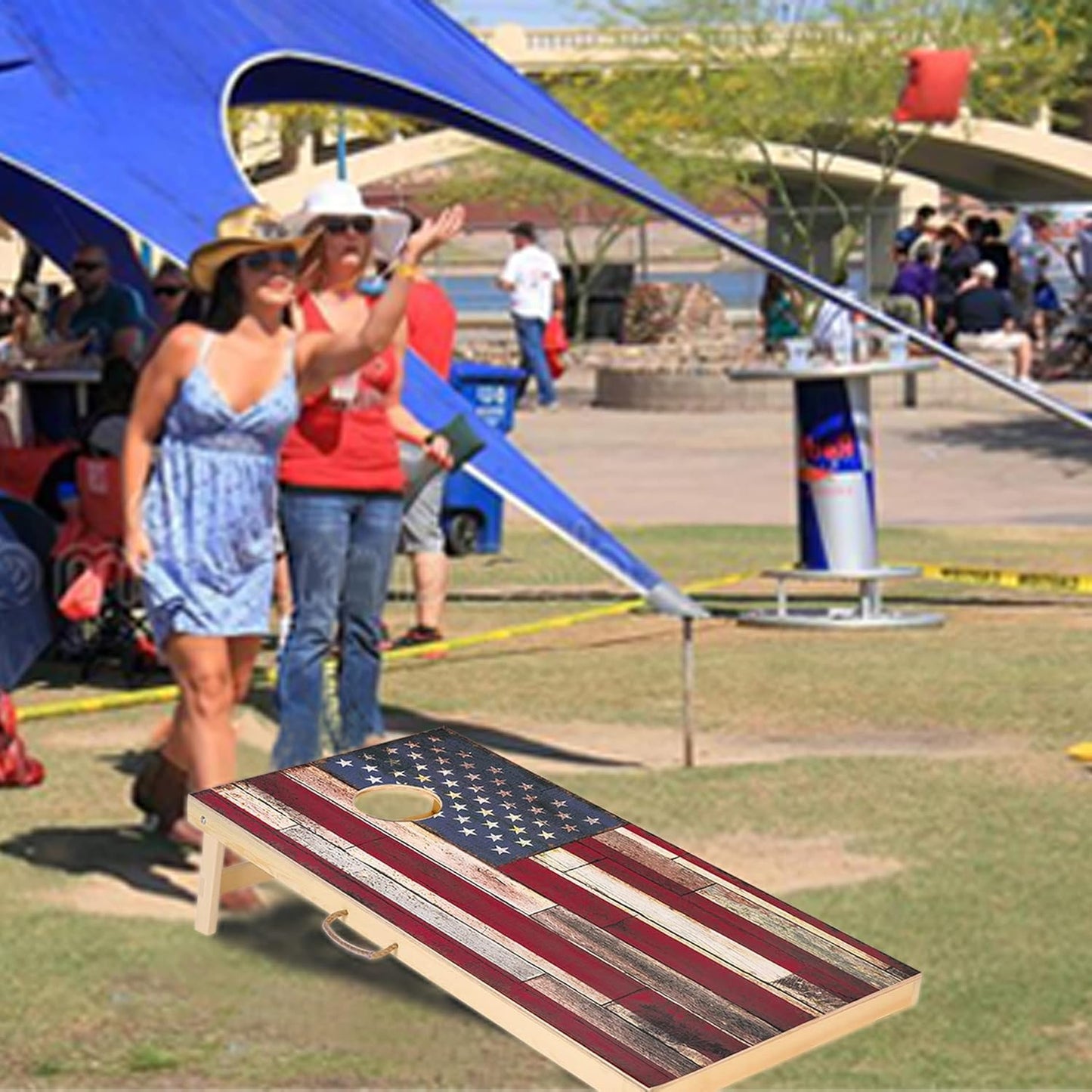 Solid Wood Vintage Cornhole Game Set, Two 4'x2'Cornhole Boards, 8 Cornhole Bags for Indoor and Outdoor Toss Games Competitions, Tournaments