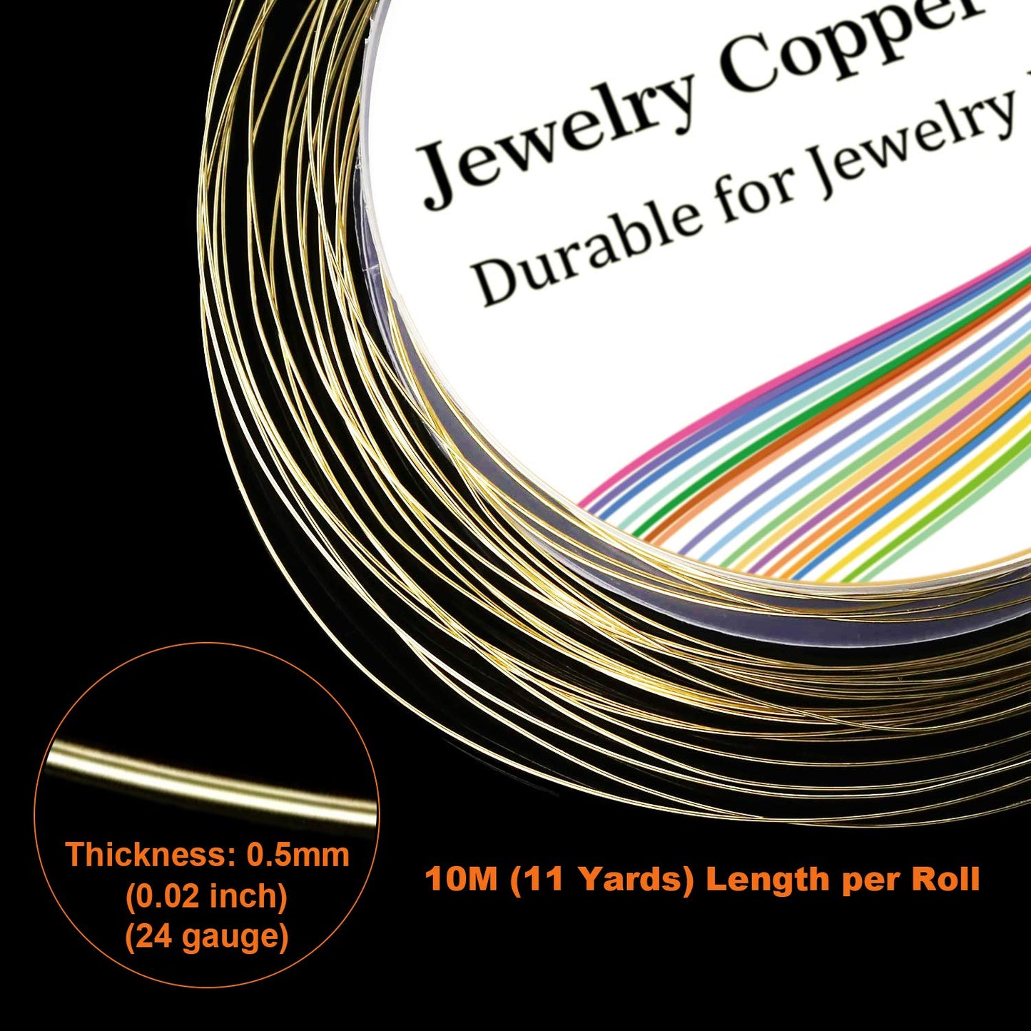 EuTengHao 6 Colors Jewelry Copper Wire Jewelry Beading Wire for Bracelet Necklaces Craft Jewelry Making Supplies (66 Yards,24 Gauge) - Crafty Corner