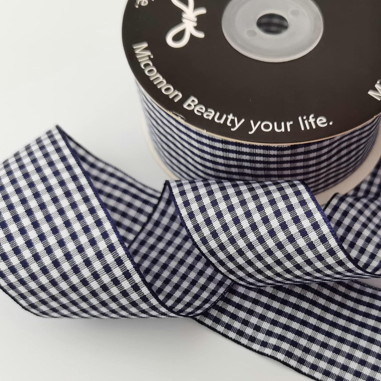 1.5 Inch Blue and White Woven Edge 100% Polyester Gingham Ribbon 25 Yards Each Roll (1-1/2", Blue) - Crafty Corner
