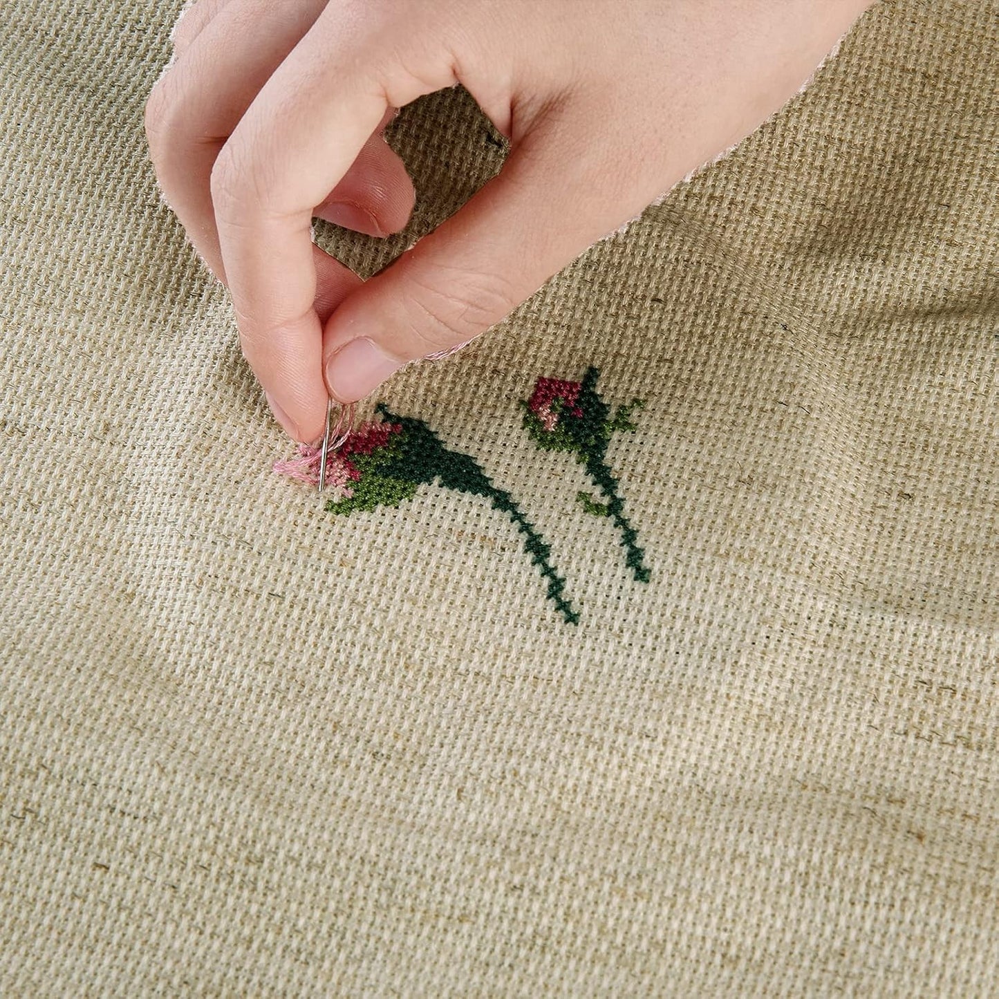 Aida Cloth Big Size 14 Count, Natural Oatmeal Cross Stitch Fabric, 60 inch by 36 inch (60 inch by 1 Yard)