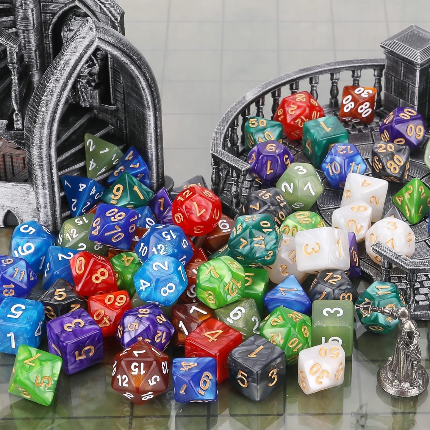 Coyeekn DND Dice Sets, 10 X 7 Sets (70 Pieces) Polyhedron Dice for Dungeons and Dragons RPG MTG D&D Tabletop Game with 1 Big Pouch D4 D8 D10 D12 D20