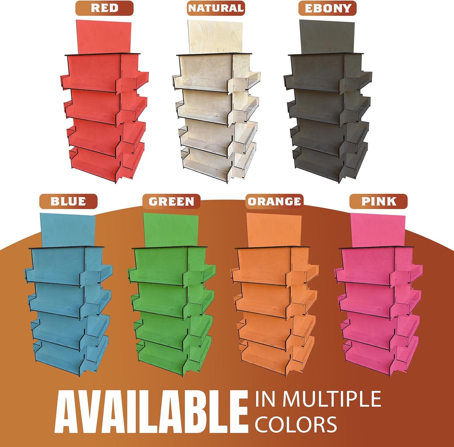 TORCHED DISPLAYS 4-Sided Rotating Display Stand - Craft Shows, Trade Shows, Markets - Small & Medium-Sized Items like Stickers, Postcards, Coasters, Note Pads, Napkins, Easy to Assemble (Blue)