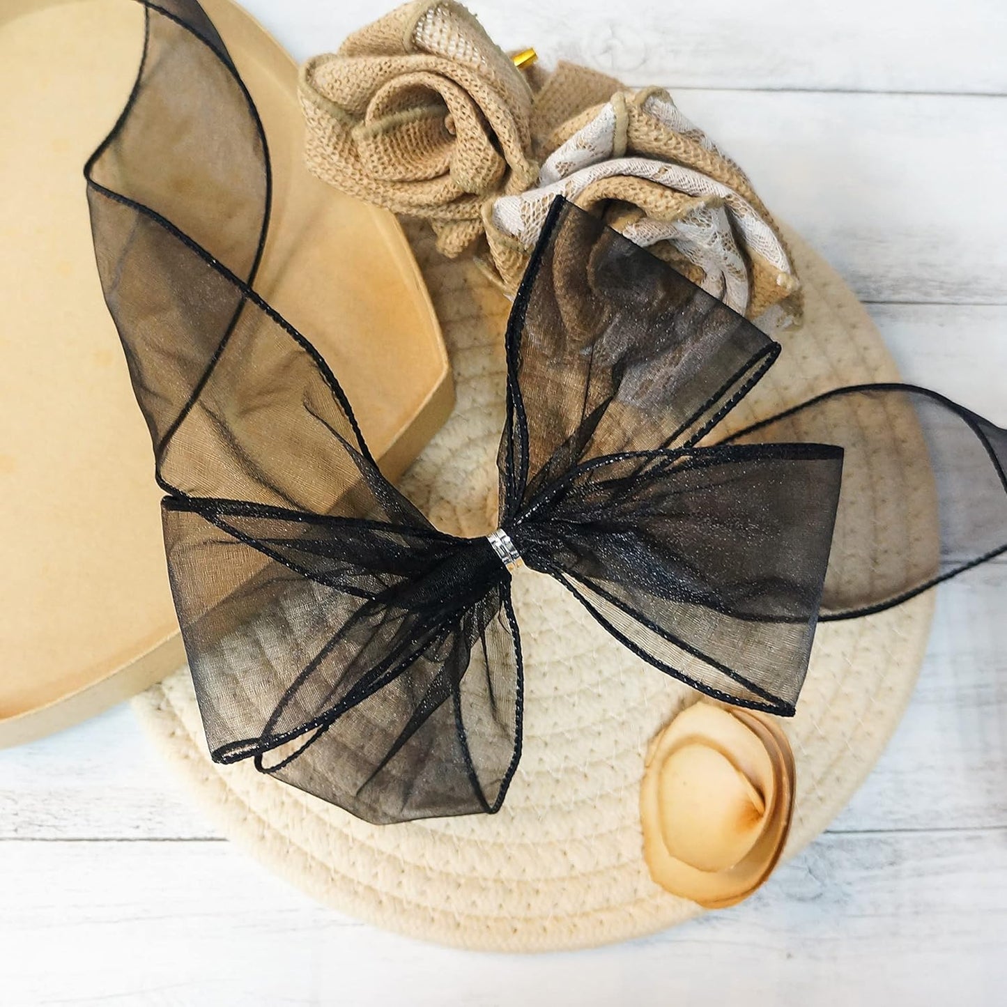 CT CRAFT LLC Sheer Organza Wired Ribbon 2.5" x 50Yards Black for Wedding Chair Bow Flora Bouquet Gift Wrapping Christmas Tree Home Decor Wreath - Crafty Corner