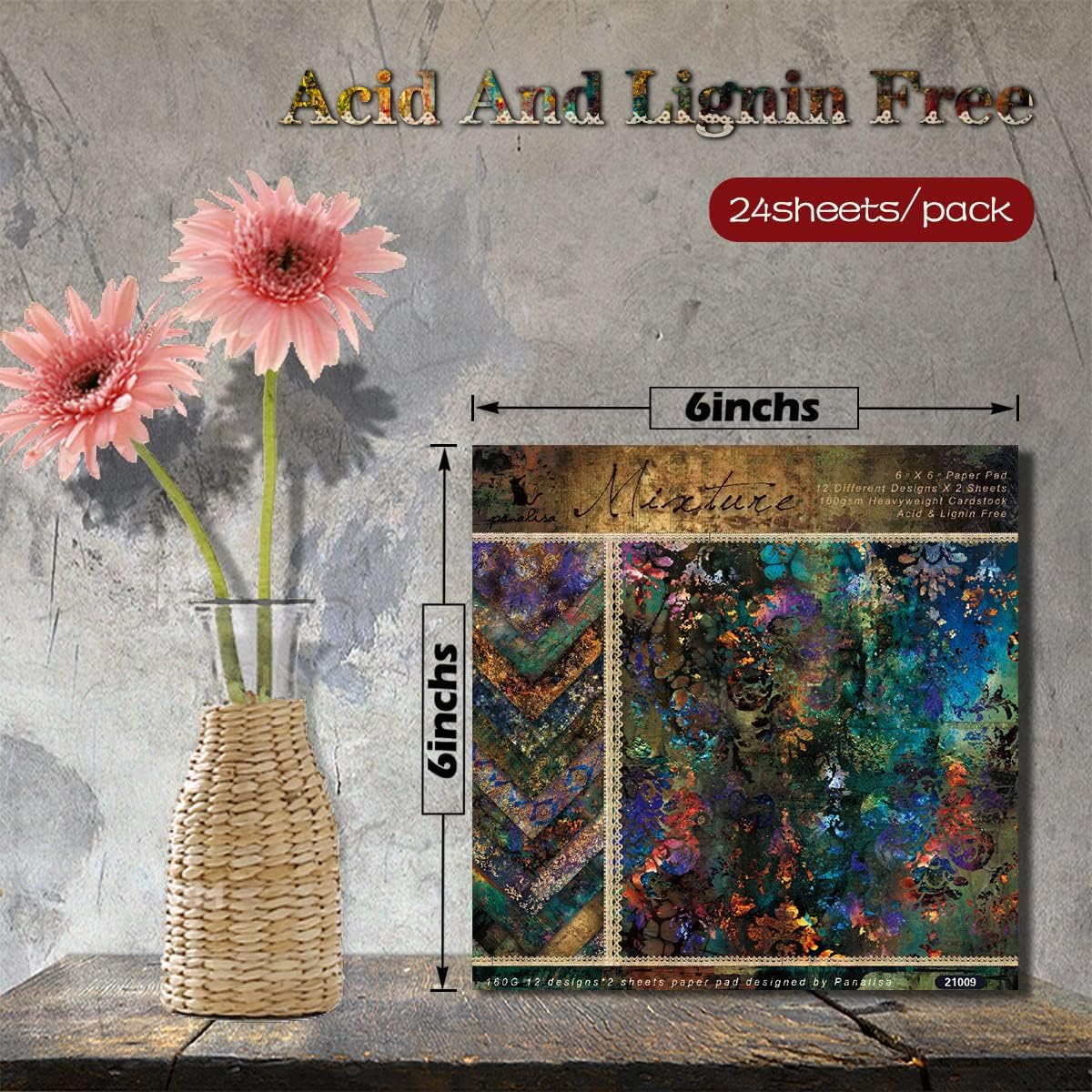 Scrapbook Paper Pad, 24 Sheets Mixture Colored Paper, 6"×6” Holiday Pattern Cardstock Paper Assorted Colors, Scrapbooking Supplies Paper for Junk Journal Craft DIY Photo Album Cottagecore Room Décor - Crafty Corner