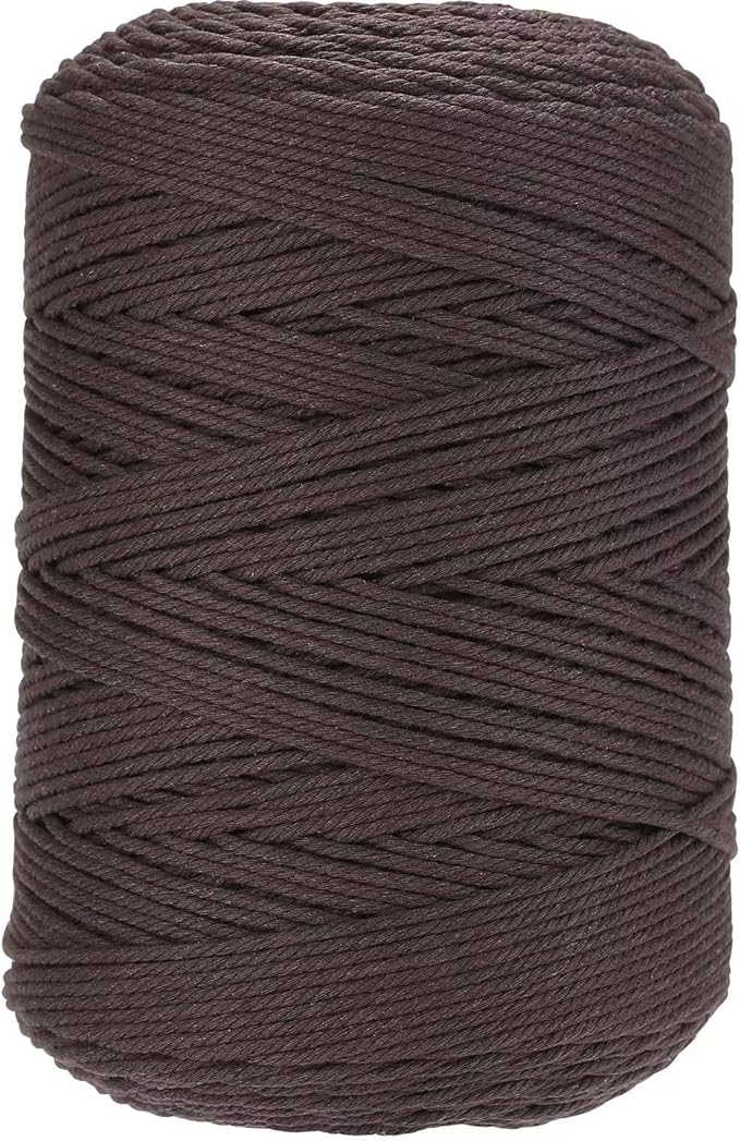 Cotton Macrame Cord 3mm x 546yards Natural Colored Macrame Supplies, Soft Craft Cotton Rope for Plant Hanger Wall Hanger Dreamcatcher (Dark Brown)