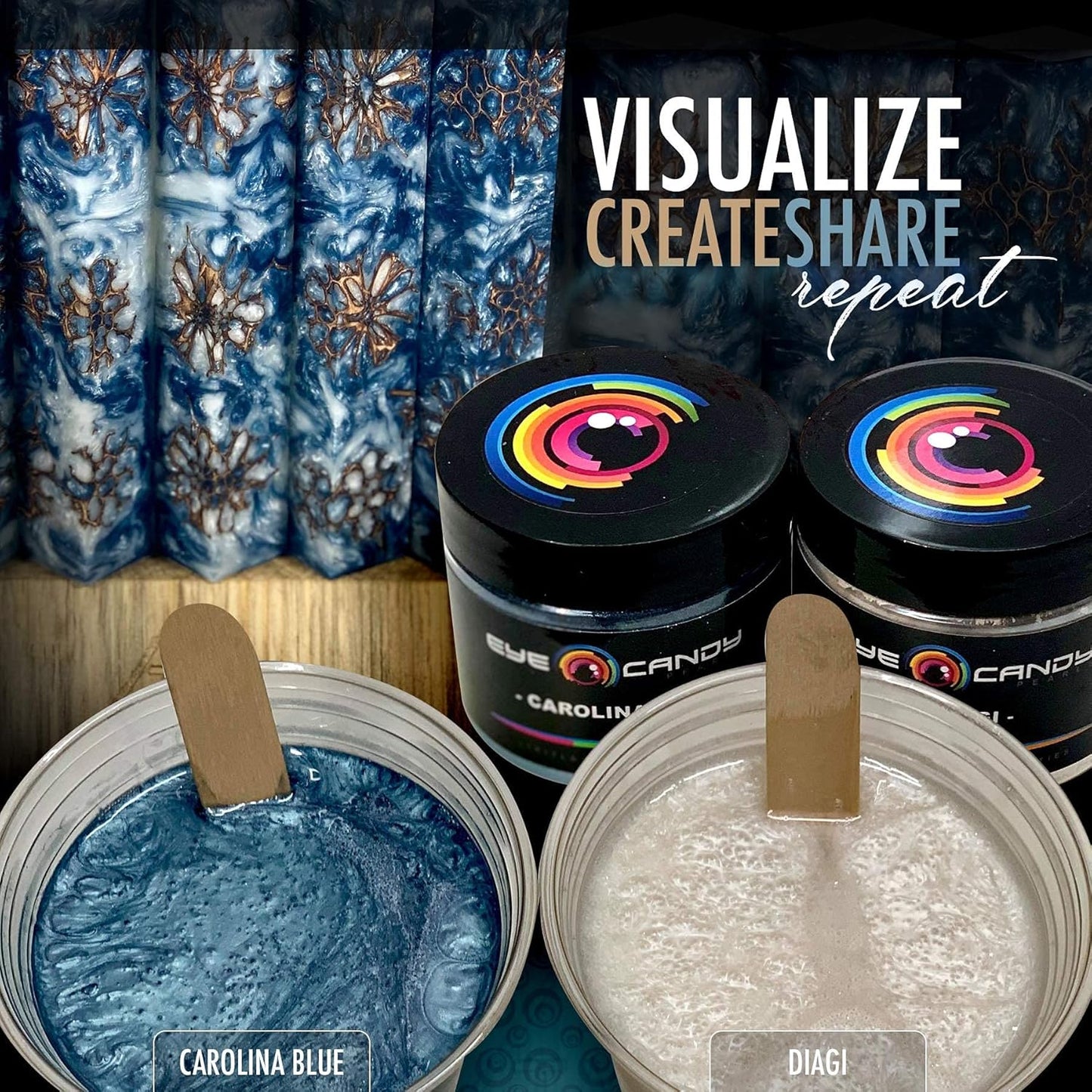 Eye Candy Pigments Premium White Mica Powder - Daigi (50gr) - for Epoxy, Resin, Soap, Paint, Woodworking, Acrylic Pouring, Bath Bombs, Fishing Lures - DIY Arts and Crafts Additive