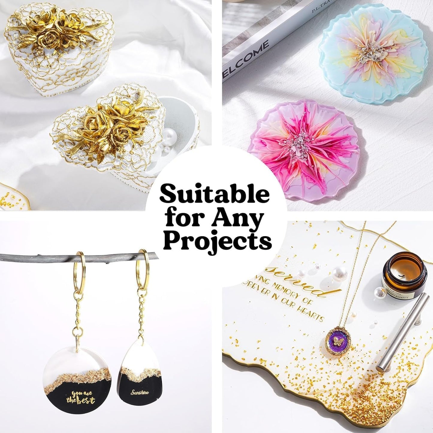 LET'S RESIN EPOXY RESIN White Epoxy Resin,44OZ Bubble Free & High-Gloss Epoxy Kit,Self Leveling Resin and Hardener for Art Crafts,Jewelry Making,Wall Clock