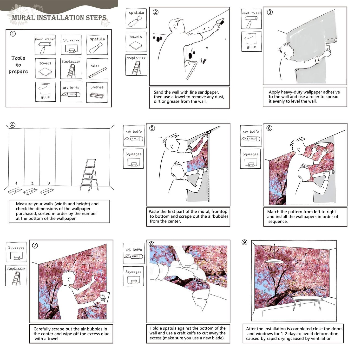 AFZEVEB-Pink Flower Wallpaper Natural Landscape Floral Wall Mural for Bedroom 114"x74"(Not Peel and Stick)