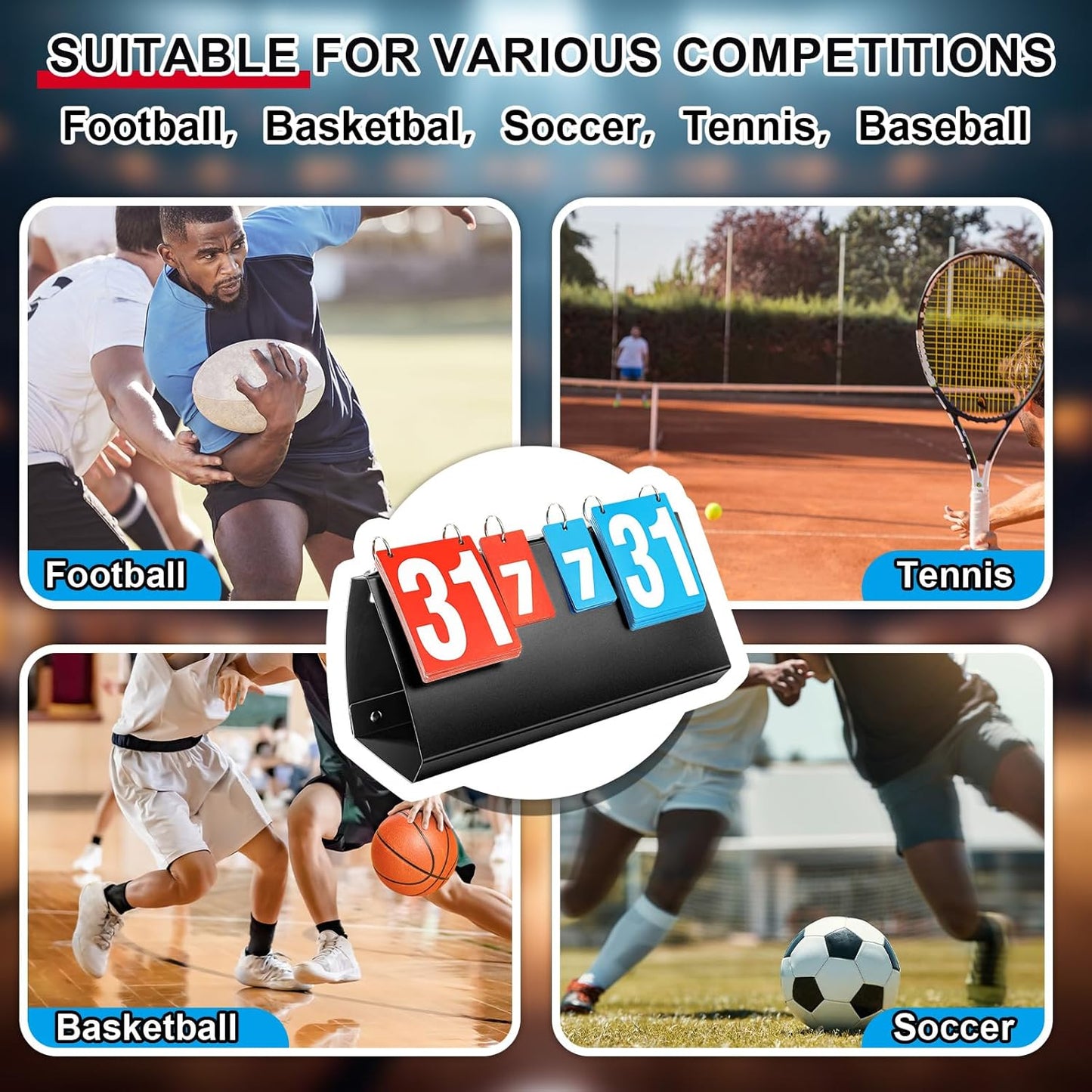 Yeaqee Portable Score Keeper with Storage Bag Flip Basketball Scoreboard Tabletop Scoreboard Flipper for Indoor Outdoor Sports Match P. E Classroom Activities Game