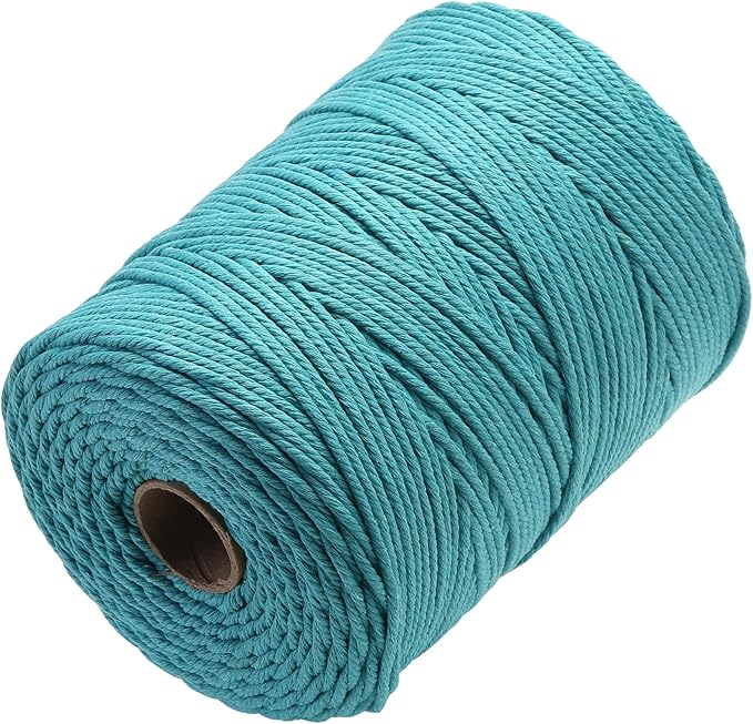 GOHOHOF Macrame Cord 4mm x 328yards Natural Macrame Cotton Rope Colored Macrame Rope Soft Cotton Cord Macrame Supplies Craft Rope Macrame Yarn for Plant Hanger Wall Hanger Dreamcatcher(Lake Green)