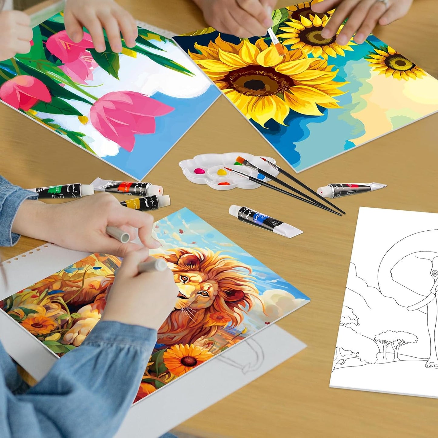 Cholemy 36 Pcs Paint and Sip Kit for Adults 8''x10'' Pre Drawn Canvas for Painting DIY Afro Acrylic Painting Kit Wood Easel Brushes Date Night Bulk for Christmas Party Gifts(Plants Animals) - Crafty Corner