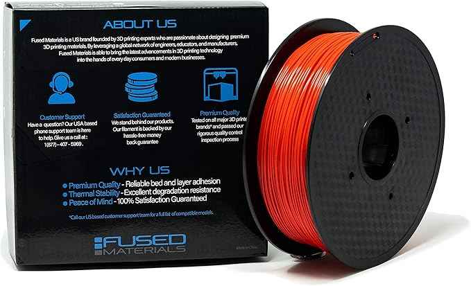PLA Red 3D Printer Filament Fused Materials - 1kg Spool, 1.75mm, Dimensional Accuracy +/- 0.03 mm