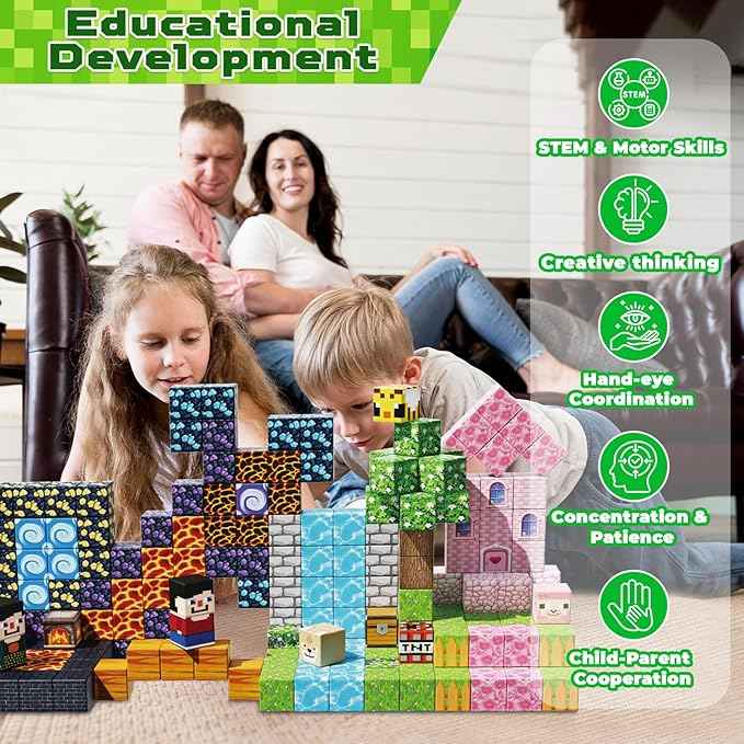 Magnetic Blocks - 200 PCS Build Dark Adventure Forest Castle - Magnetic Toys for Montessori Toddler Christmas Birthday Gifts STEM Sensory Toys for 3 4 5 6 7 8 9 10 Year Old Boys & Girls