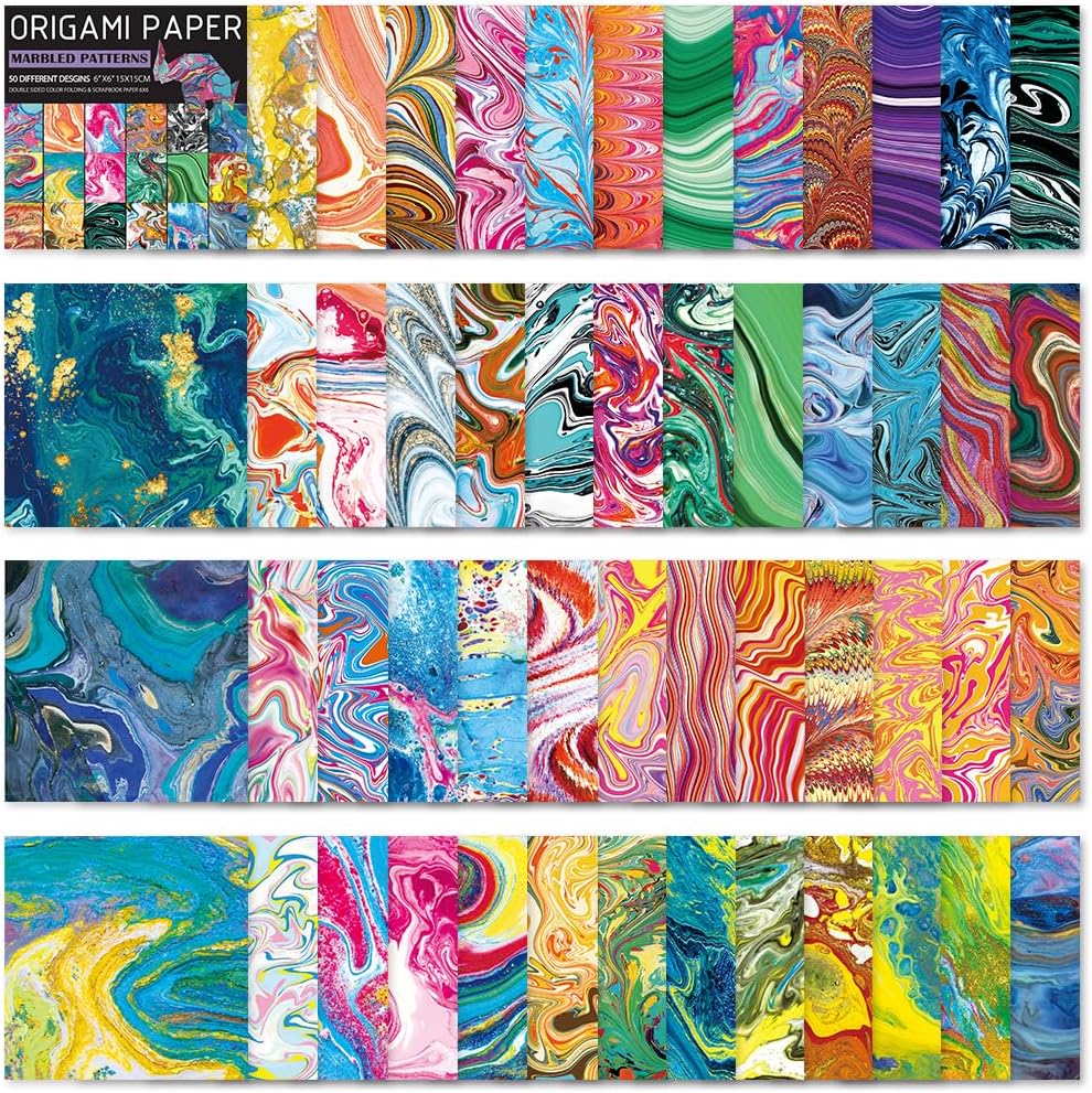 Square Origami Paper 6x6 Double Sided 50 Sheets 50 Colors 70GSM Origami Kit Japanese Chiyo Easy Fold Arts Crafts DIY Handwork Beginner Rock Color - Crafty Corner