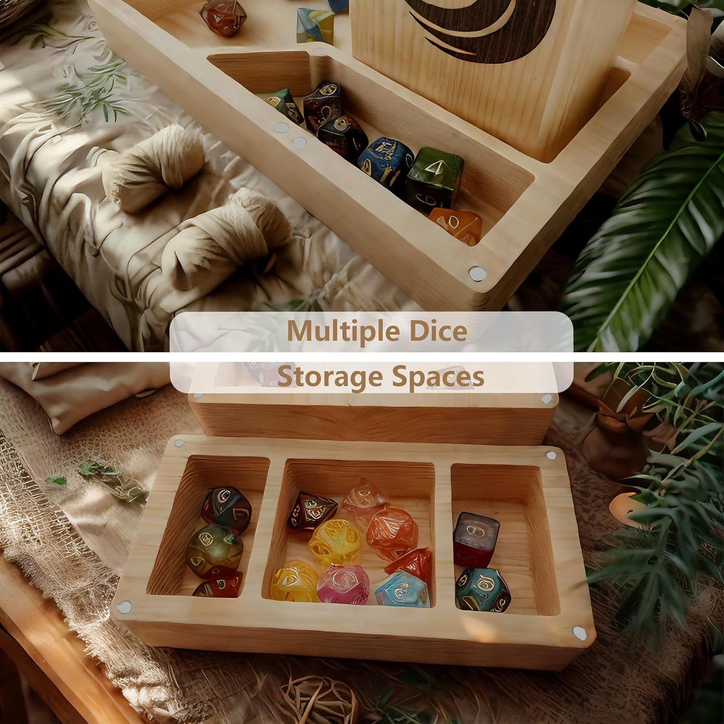 Wooden Dice Tower, DND Dice Roller with Tray, Portable Magnetic Die Roller Castle for Dungeons and Dragons, Board Game, D&D Tabletop Game and RPG Games