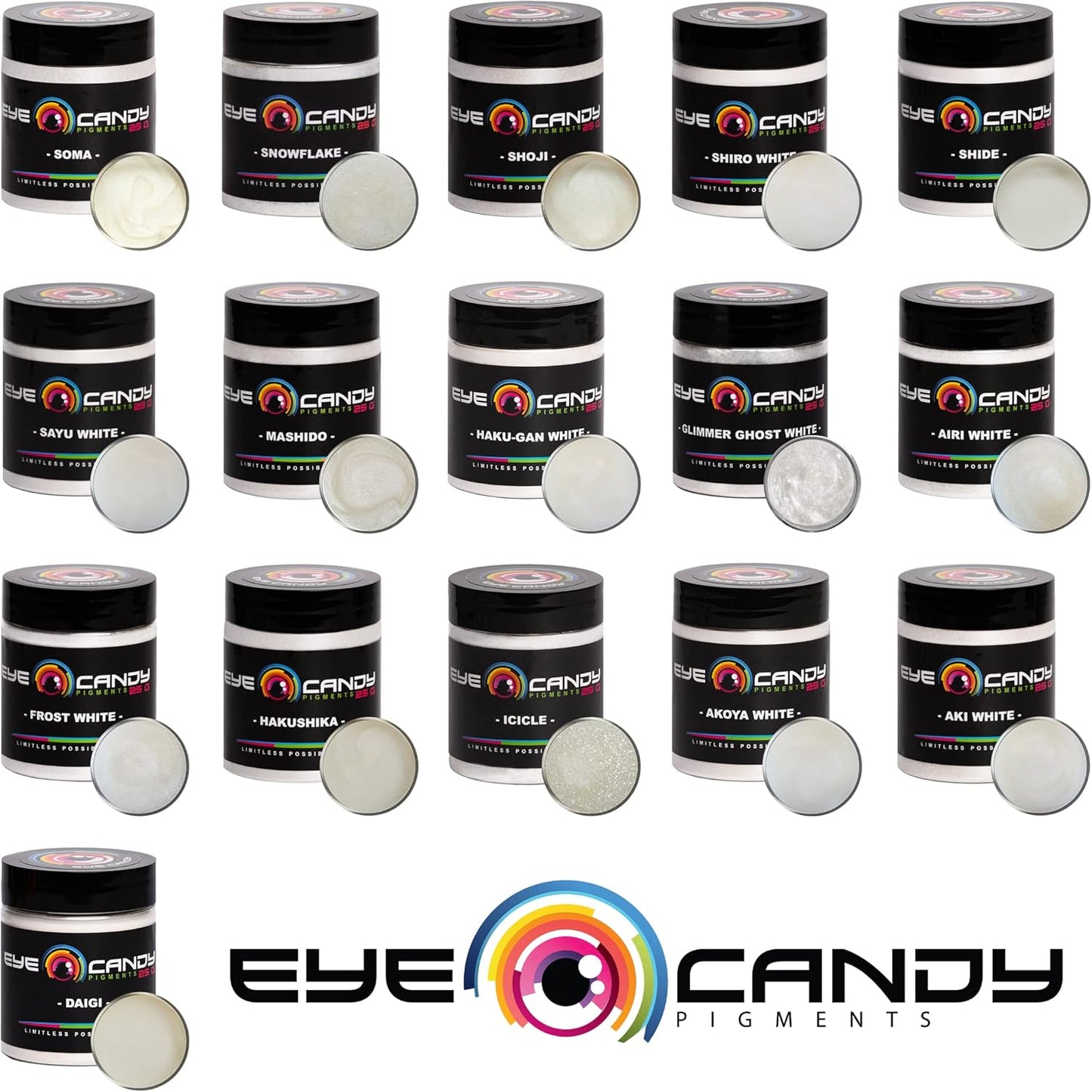 Eye Candy Pigments Premium White Mica Powder - Icicle (25gr) - for Epoxy, Resin, Soap, Paint, Woodworking, Acrylic Pouring, Bath Bombs, Fishing Lures - DIY Arts and Crafts Additive
