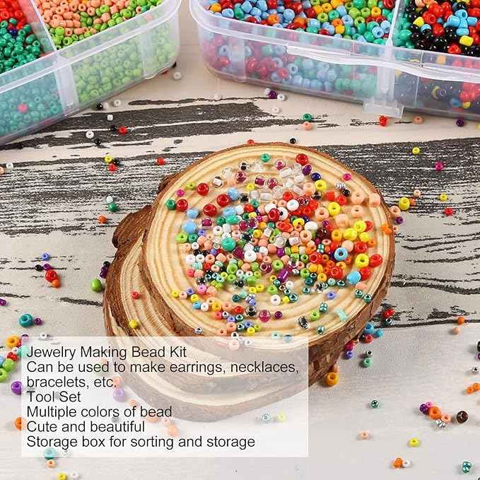 Acrylic Jewelry Making Bead Kit, DIY Beads Set with Lobster Clasp and Scissors, 26712 Colorful Beads for Bracelet Necklace Earrings Crafting, Includes Storage Box and Tools
