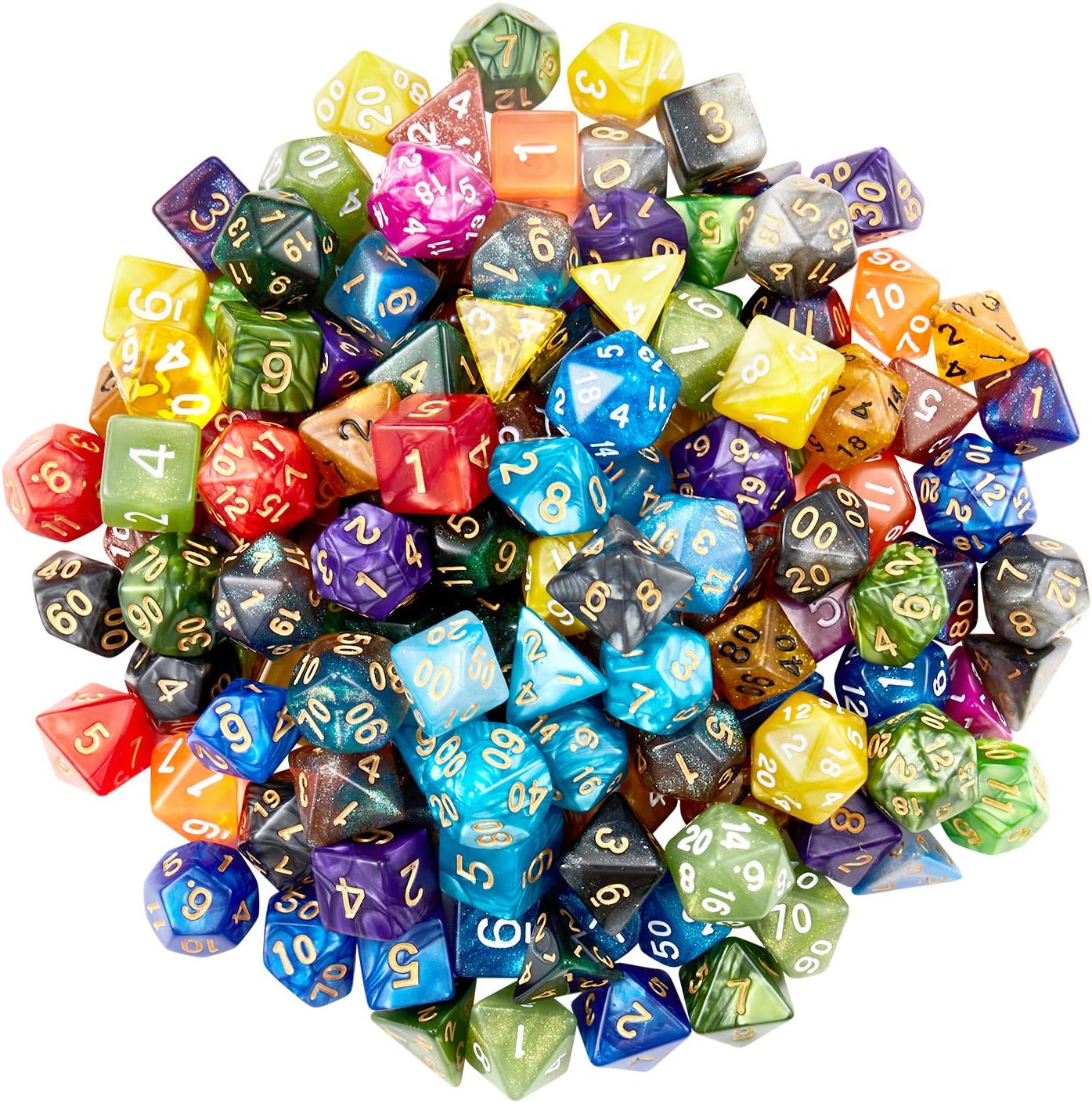 DND Dice Set (140 Pieces), Huuancy Polyhedral Dice for Dungeons and Dragons DND RPG MTG Table Games with 1 Large Flannel Bag, 20 Colors
