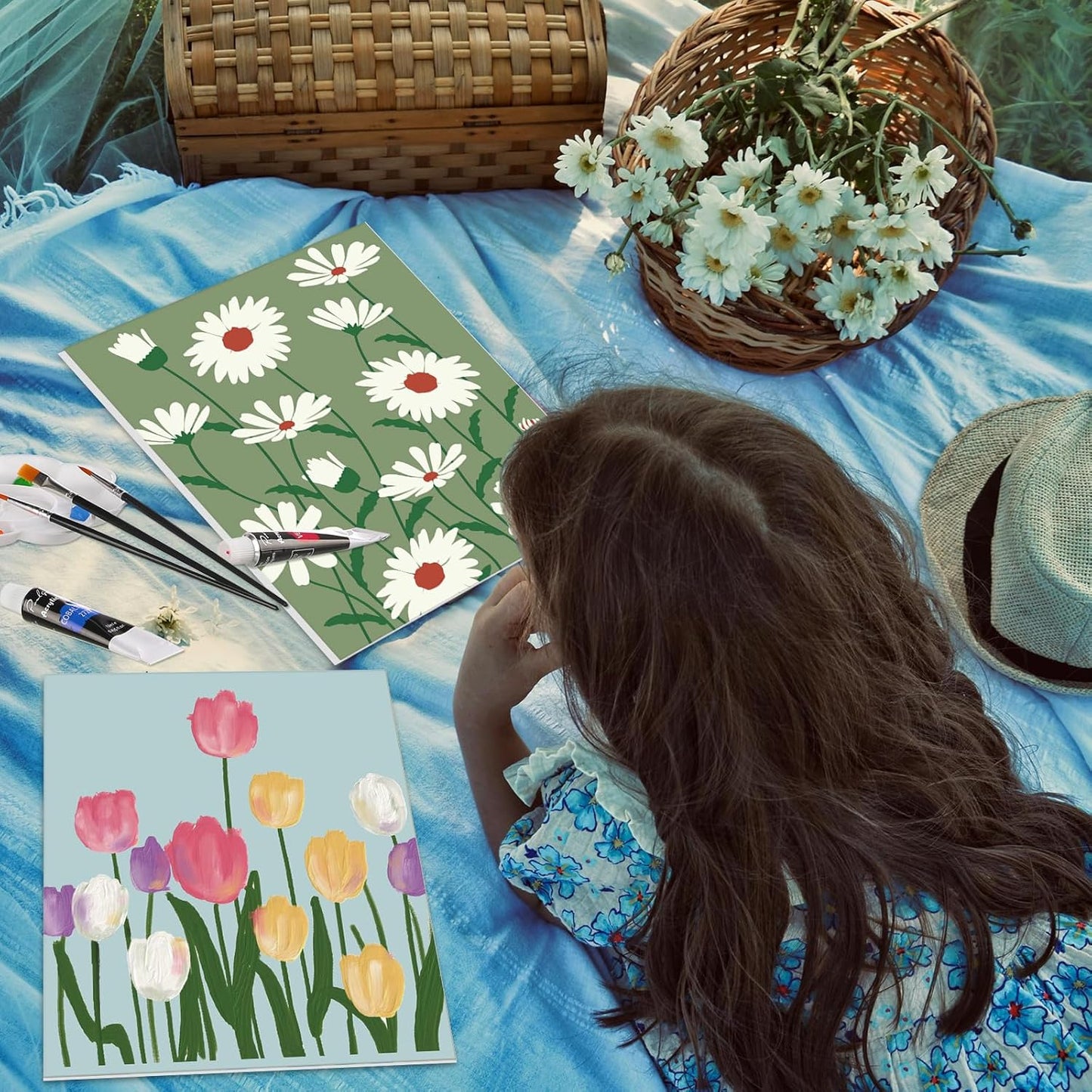 Cholemy 36 Pcs Paint and Sip Kit for Adults 8''x10'' Pre Drawn Canvas for Painting DIY Afro Acrylic Painting Kit Wood Easel Brushes Date Night Bulk for Christmas Party Gifts(Flowering) - Crafty Corner