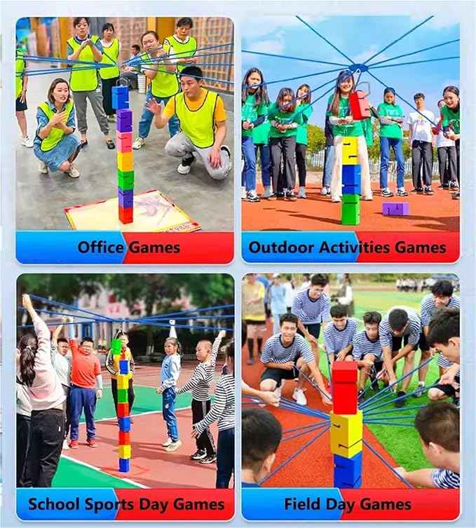 Team Building Team Tower Game Adults Work Outdoor Activities Field Day Teamwork Block Stacking Game Kit for Office School Group