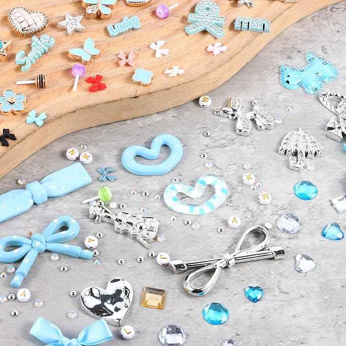 EIiovcnya 2380 Pcs Junk Case Charms Kit - DIY Phone Charms & Nail Art Accessories Includes 3D Flatback Big Decorations, Cute Bows & Letter Beads for Customizing Cases, Crafts, Valentine's Day Gifts