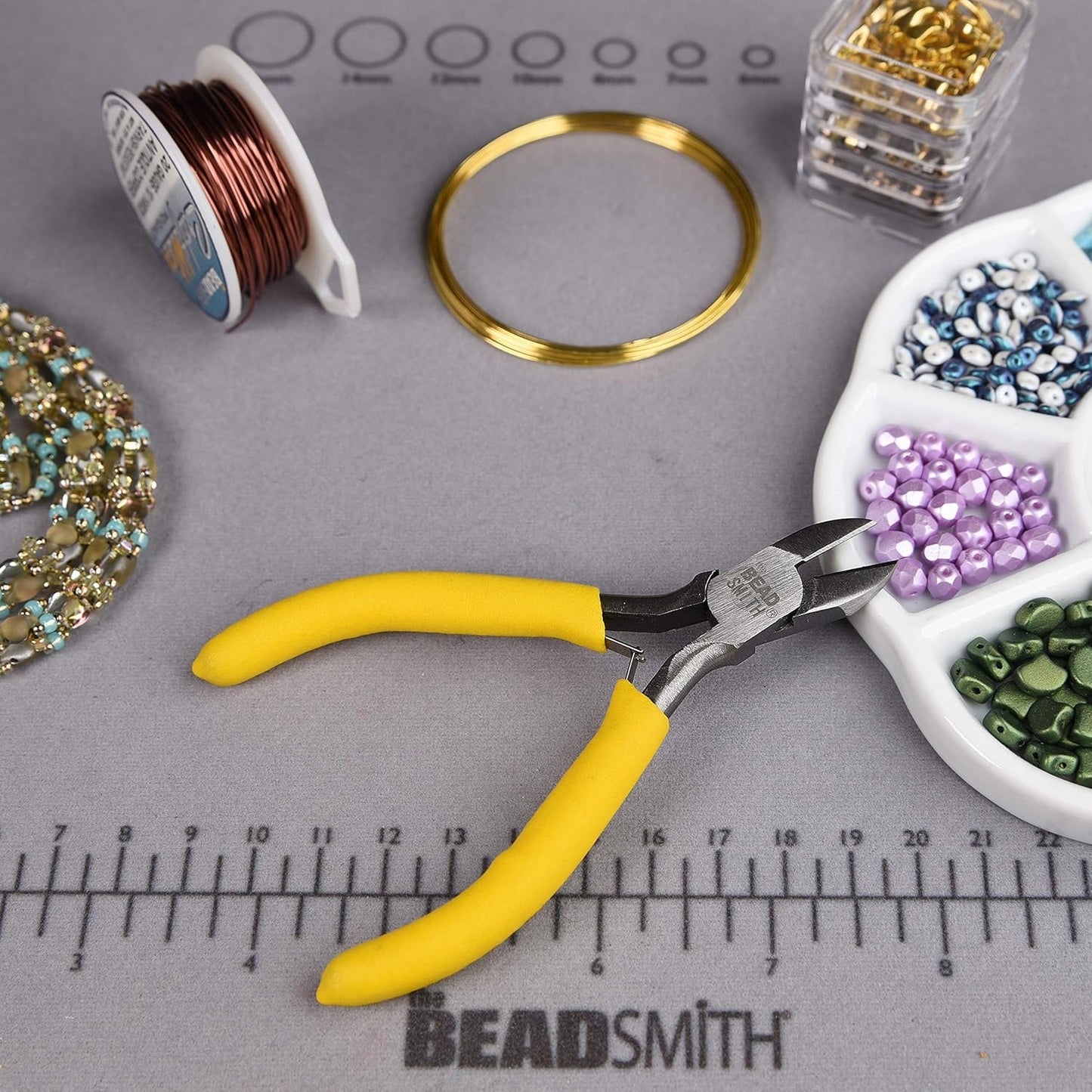 The Beadsmith Color-ID Side Cutter โ 5 inches (127mm) โ Yellow Comfort Grip Handle โ Polished Steel Head and Double-Leaf Spring - Tool for Jewelry Making - Crafty Corner