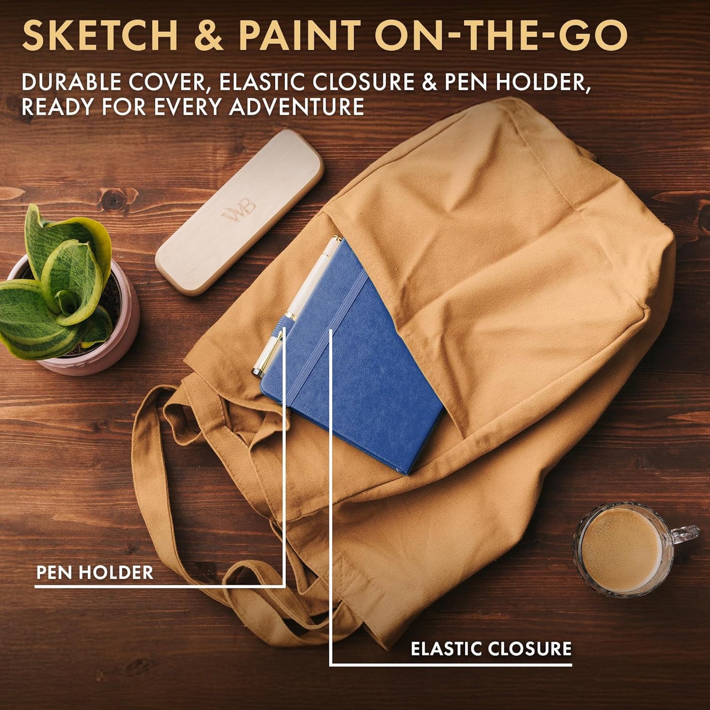Wordsworth & Black A5 Mixed Media Journal 96 Mix Pages, Hardcover Leather, 190 GSM Paper, Journaling Notebook for Work & Sketching, Journals for Women, Men - Gifts Box Included Blue