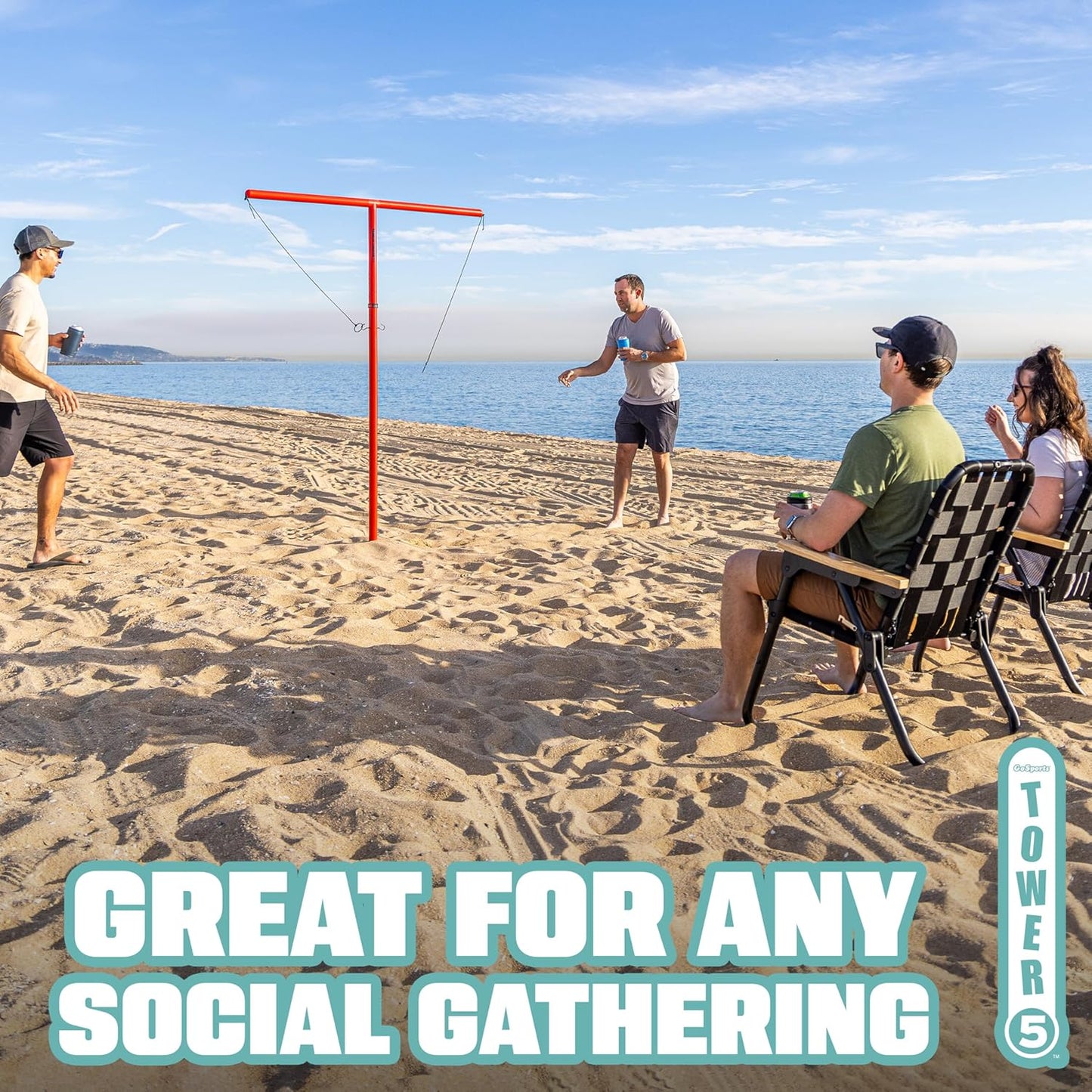 GoSports Tower 5 Giant Ring Swing Versus Game for Adults and Family - Hook and Ring Outdoor Yard Game