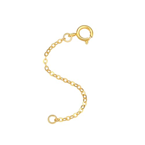 18K 750 Real Yellow Gold Extender for Necklace Bracelet Anklet Extenders for Jewelry Gold Extension for Women Men Durable Adjustable Chain Accessories 1.77Inch