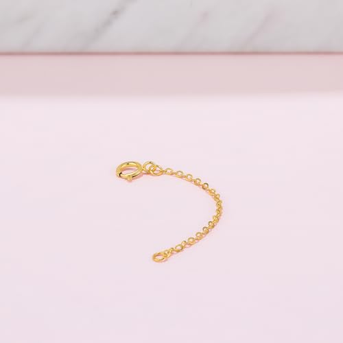 18K 750 Real Yellow Gold Extender for Necklace Bracelet Anklet Extenders for Jewelry Gold Extension for Women Men Durable Adjustable Chain Accessories 1.77Inch