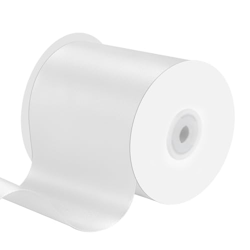4" x 25 Yards White Satin Ribbon Crafts Gift Wrapping (75 Foot)