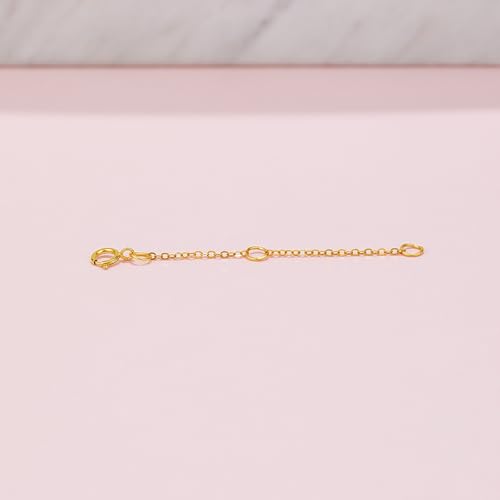 18K 750 Real Yellow Gold Extender for Necklace Bracelet Anklet Extenders for Jewelry Gold Extension for Women Men Durable Adjustable Chain Accessories 1.97Inch