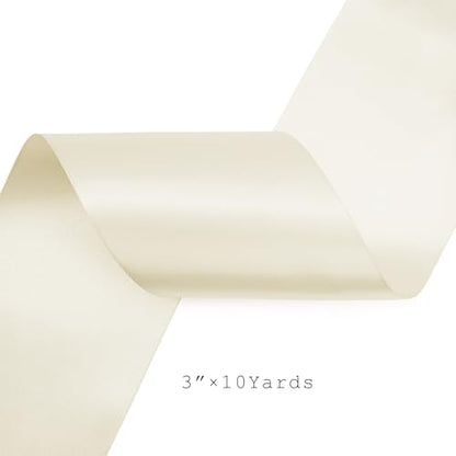 Ivory Satin Ribbon 3 Inch x 10 Yards Double Faced