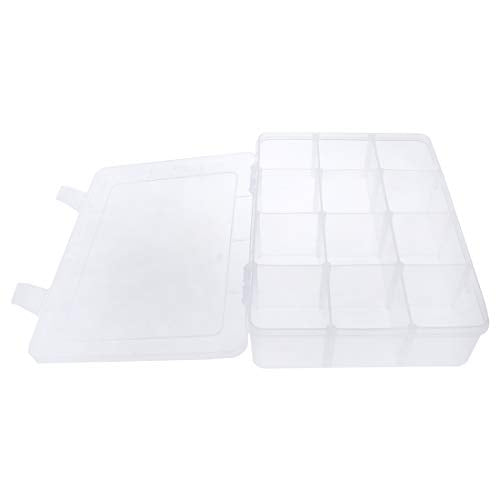 12 Bin Clear Plastic Organizer with Adjustable Divider 7.3x4.9in