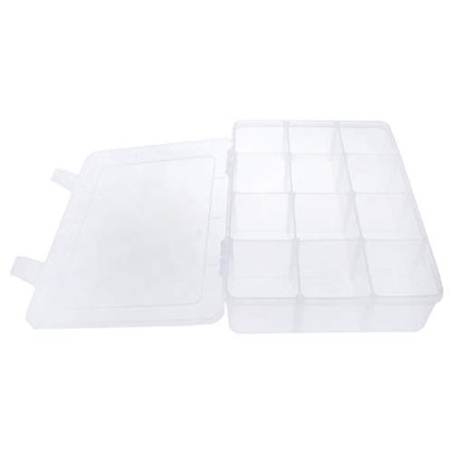 12 Bin Clear Plastic Organizer with Adjustable Divider 7.3x4.9in