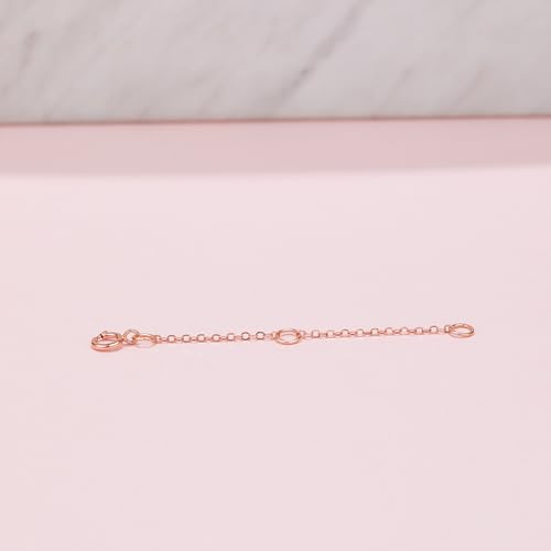 18K 750 Real Rose Gold Extender for Necklace Bracelet Anklet Extenders for Jewelry Gold Extension for Women Men Durable Adjustable Chain Accessories 1.97Inch