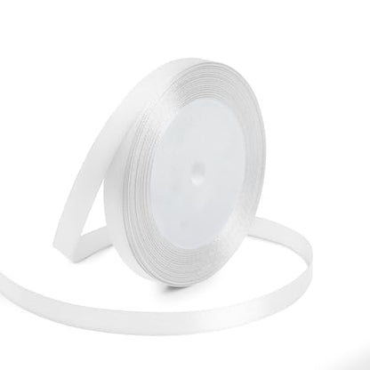 3 8" x 25 Yards White Satin Ribbon Crafts Gift Wrapping (75 Foot)