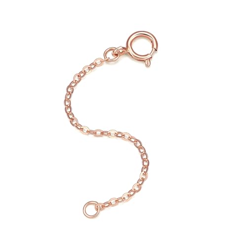18K 750 Real Rose Gold Extender for Necklace Bracelet Anklet Extenders for Jewelry Gold Extension for Women Men Durable Adjustable Chain Accessories 1.77Inch