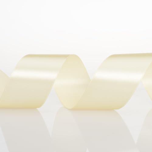 1 1 2 Inch Cream Yellow Solid Satin Ribbon for Gift Wrapping