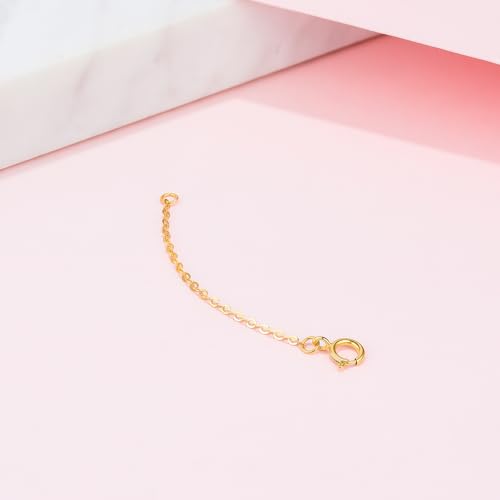 18K 750 Real Yellow Gold Extender for Necklace Bracelet Anklet Extenders for Jewelry Gold Extension for Women Men Durable Adjustable Chain Accessories 1.77Inch