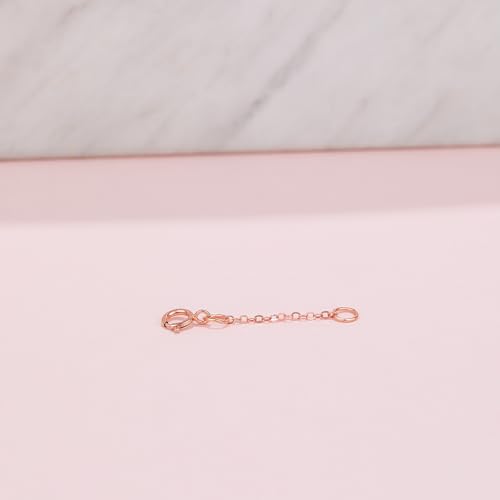18K 750 Real Rose Gold Extender for Necklace Bracelet Anklet Extenders for Jewelry Gold Extension for Women Men Durable Adjustable Chain Accessories 0.98Inch