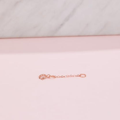 18K 750 Real Rose Gold Extender for Necklace Bracelet Anklet Extenders for Jewelry Gold Extension for Women Men Durable Adjustable Chain Accessories 0.98Inch