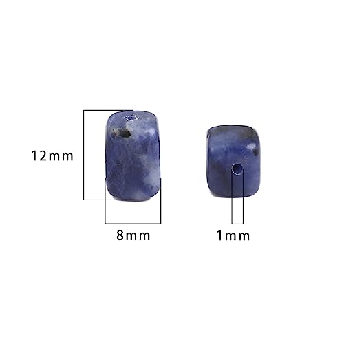 Natural Blue Sodalite Cuboid Stone Loose Semi Gemstone Beads for Jewelry Making 8mmx12mm 38cm (33 Count)