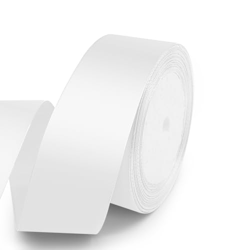 1-1/2" x 25 Yards White Satin Ribbon Crafts Gift Wrapping (75 Foot)
