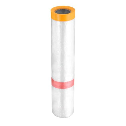 Pre Taped Masking Film 78.7" x32.8ft Double Adhesive Tape and Drape Painters Plastic Drop Cloth Film with Tape Plastic Sheeting for Automotive Painting Covering