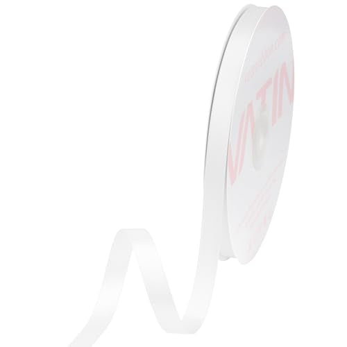 3 8 inches Double Faced White Polyester Satin Ribbon (150 Foot)