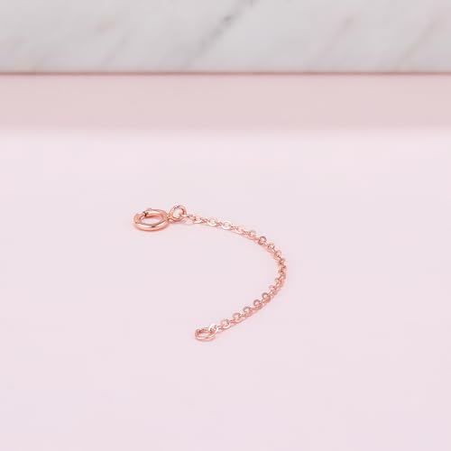18K 750 Real Rose Gold Extender for Necklace Bracelet Anklet Extenders for Jewelry Gold Extension for Women Men Durable Adjustable Chain Accessories 1.77Inch