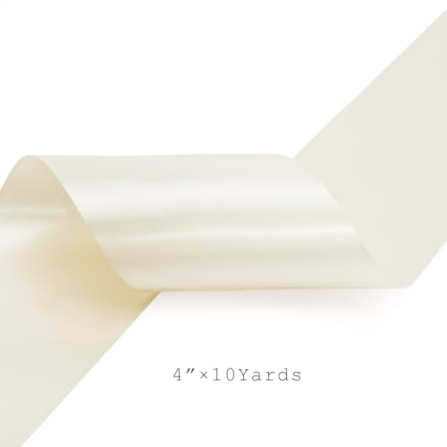 Ivory Satin Ribbon 4 Inch x 10 Yards Double Faced